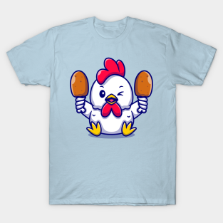 cute chicken holding fried chicken cart t-shirts